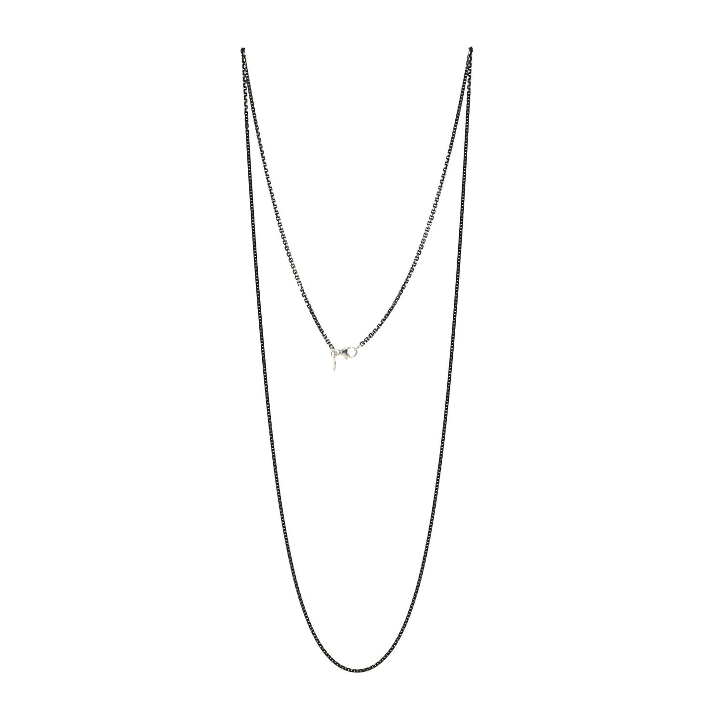 Sterling Silver Enamel 1.75mm Chain Necklace Black 30"