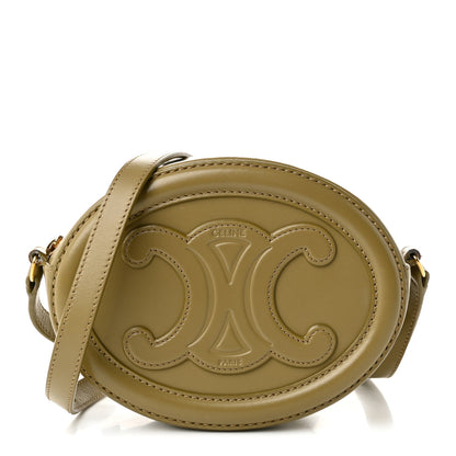 Celine Smooth Calfskin Cuir Small Triomphe Oval Purse Crossbody Olive 1 of 10