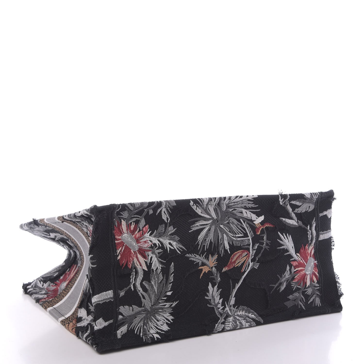 Christian Dior Canvas Embroidered Medium Camouflage Flowers Book Tote Black Multicolor 4 of 17