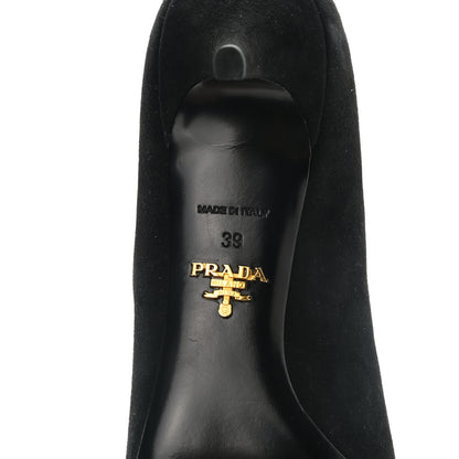Prada Suede Pointed Toe Pumps 39 Black 7 of 8