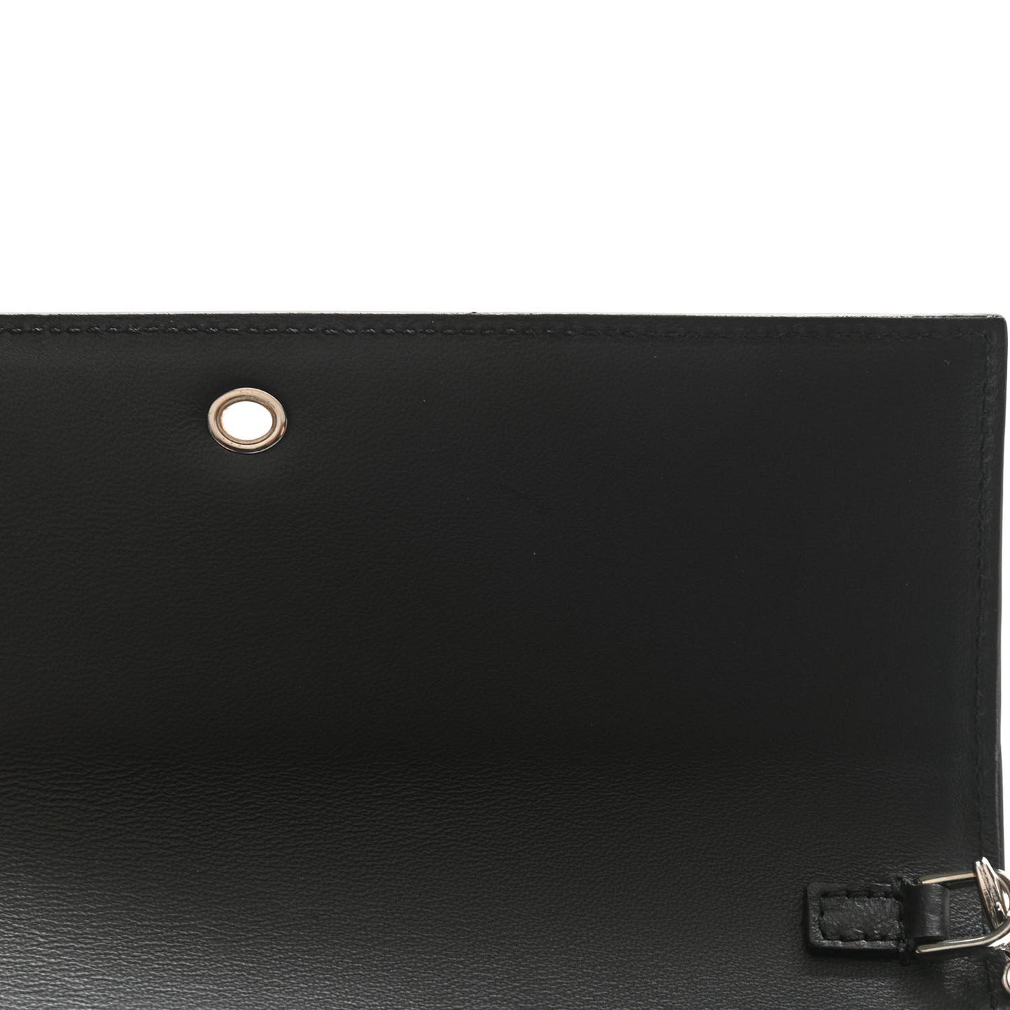 Silky Amish Grain Calfskin Skull Wallet on Chain Duck Egg