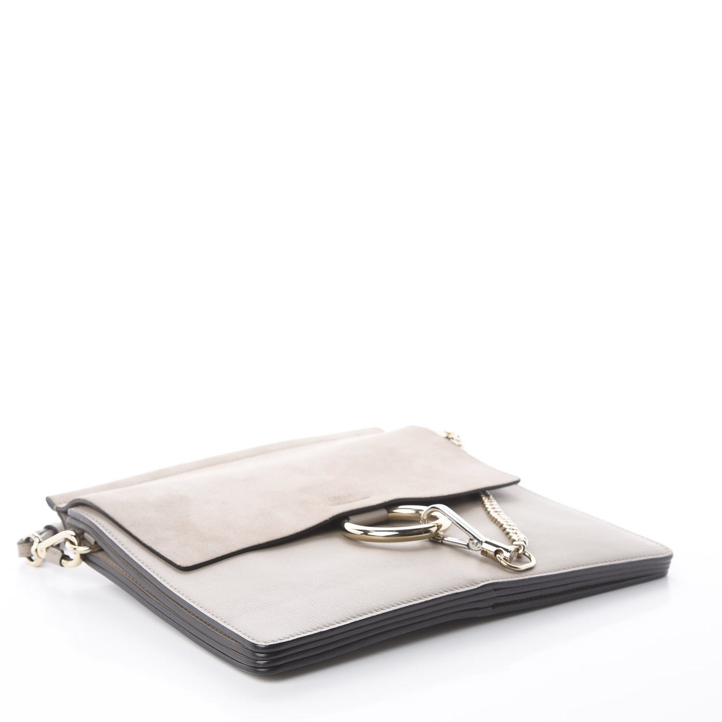 Calfskin Suede Medium Faye Shoulder Bag Motty Grey