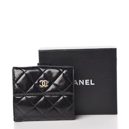 Chanel Patent Quilted Compact French Flap Wallet Black 16 of 16