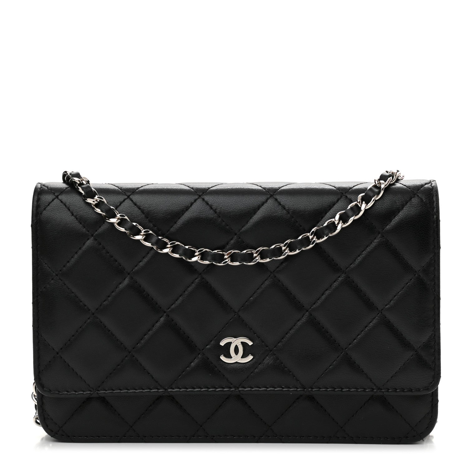 Chanel Lambskin Quilted Wallet On Chain WOC Black 1 of 14