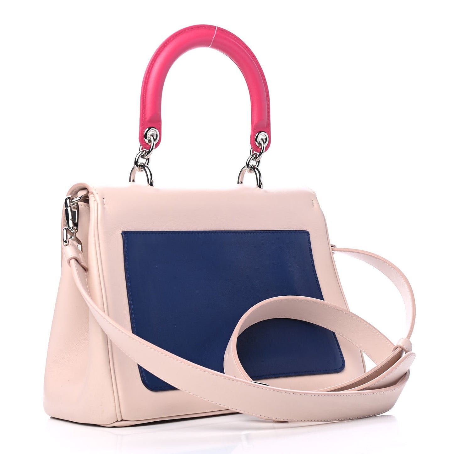 Smooth Calfskin Medium Be Dior Flap Pink Blue