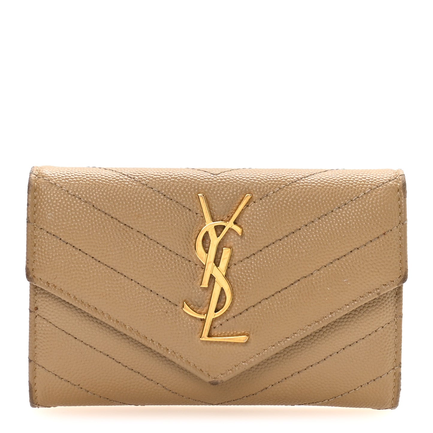 Grain De Poudre Matelasse Chevron Small Monogram Envelope Wallet Dark Latte