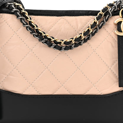 Chanel Aged Calfskin Quilted Small Gabrielle Hobo Beige Black 8 of 10