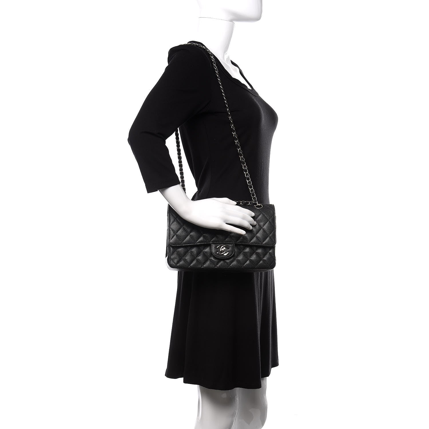 Chanel Caviar Quilted Medium Double Flap Black 3 of 12