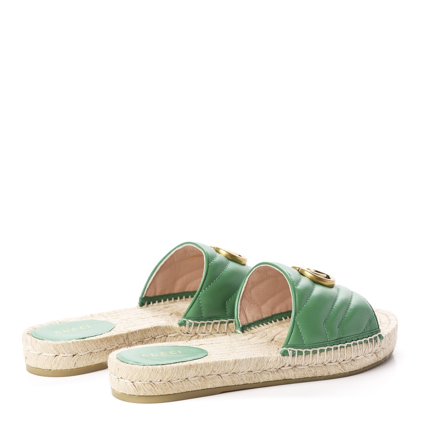 Nappa Matelasse GG Marmont Espadrille Slide Sandals 38 New Shamarock
