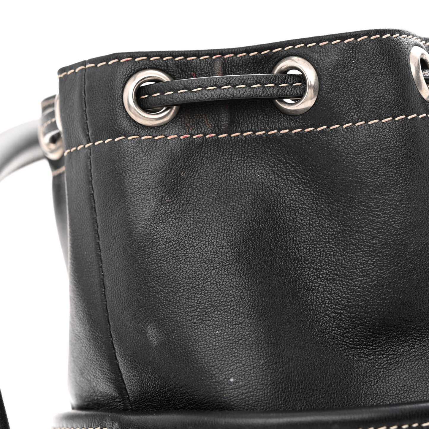Smooth Calfskin Studded Small Bahia Drawstring Bucket Bag Black Multicolor