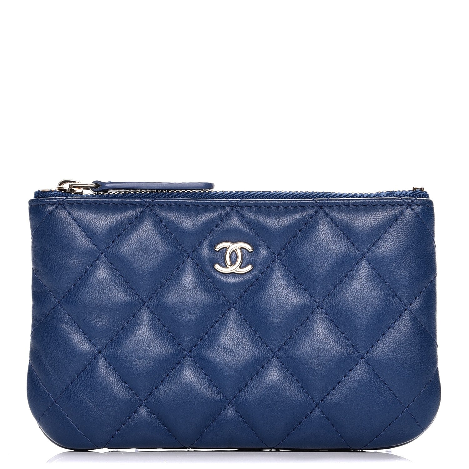 Chanel Lambskin Quilted Small Cosmetic Case Blue 1 of 8