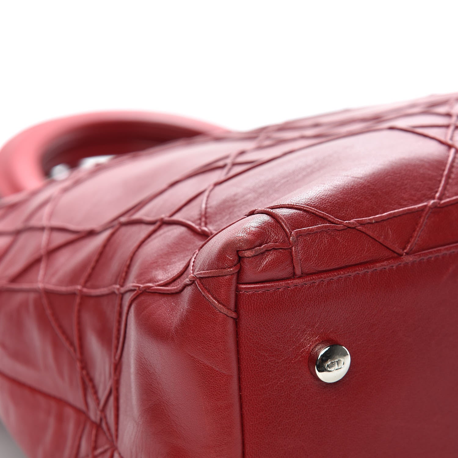 Christian Dior Lambskin Cannage Medium Granville Tote Red 14 of 19