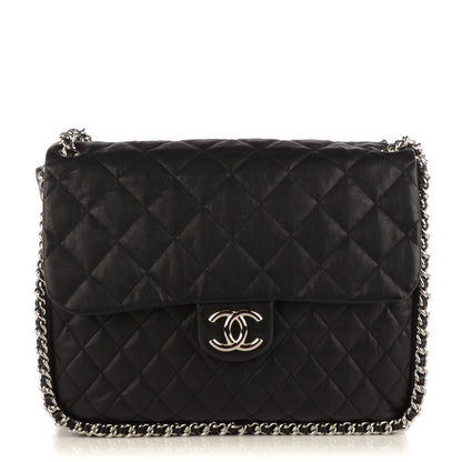 Chanel Washed Lambskin Quilted Maxi Chain Around Flap Black 1 of 7