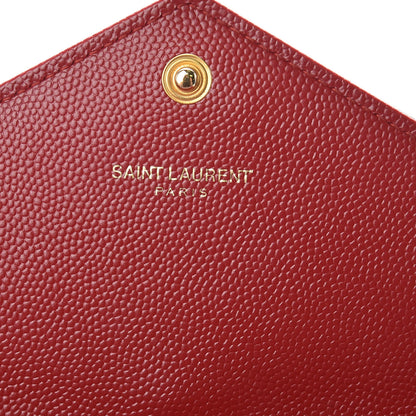 Saint Laurent Grain De Poudre Matelasse Chevron Monogram Flap Wallet Red 6 of 12