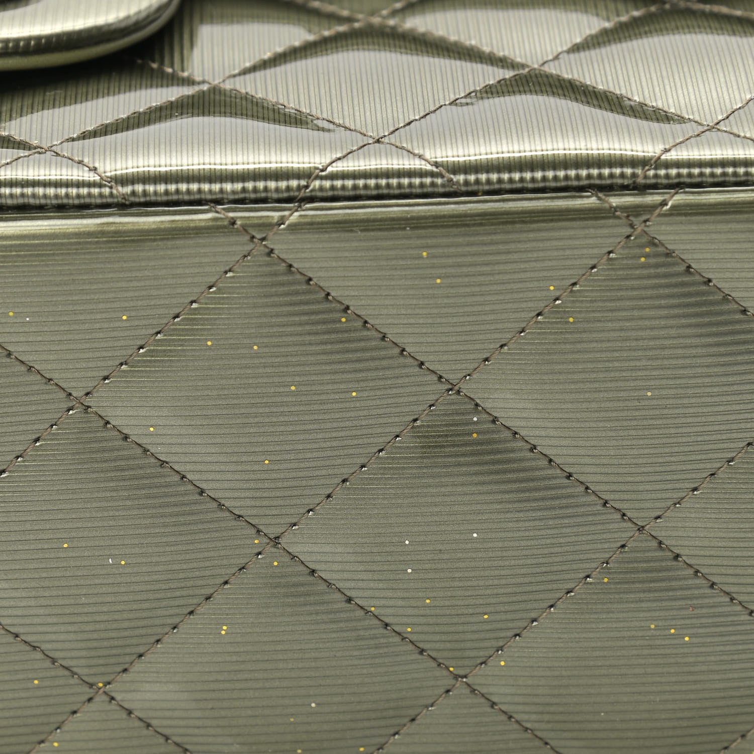 Chanel Striated Patent Quilted Jumbo Double Flap Green 9 of 12