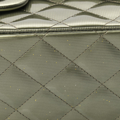 Chanel Striated Patent Quilted Jumbo Double Flap Green 9 of 12
