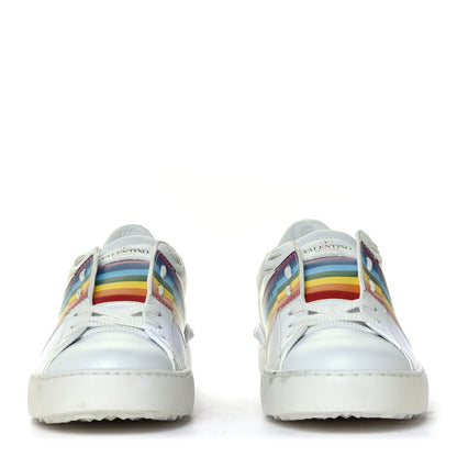 Valentino Garavani Calfskin Rainbow Printed Rockstud Open Sneakers 40 White Multicolor 7 of 16