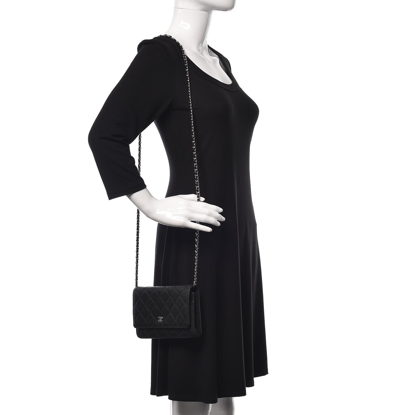 Caviar Quilted Wallet On Chain WOC Black