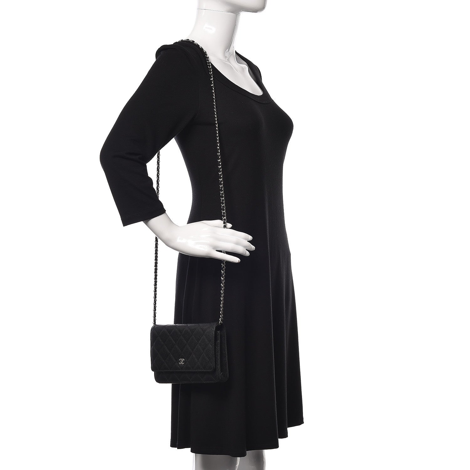 Chanel Caviar Quilted Wallet On Chain WOC Black 2 of 10