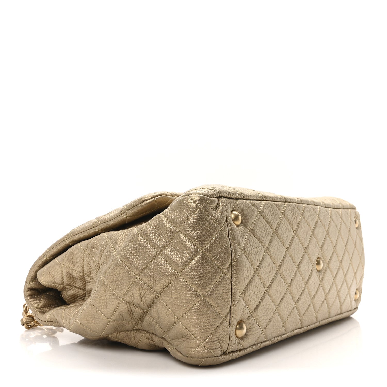 Chanel Metallic Calfskin Quilted Small XXL Travel Flap Bag Gold 4 of 10
