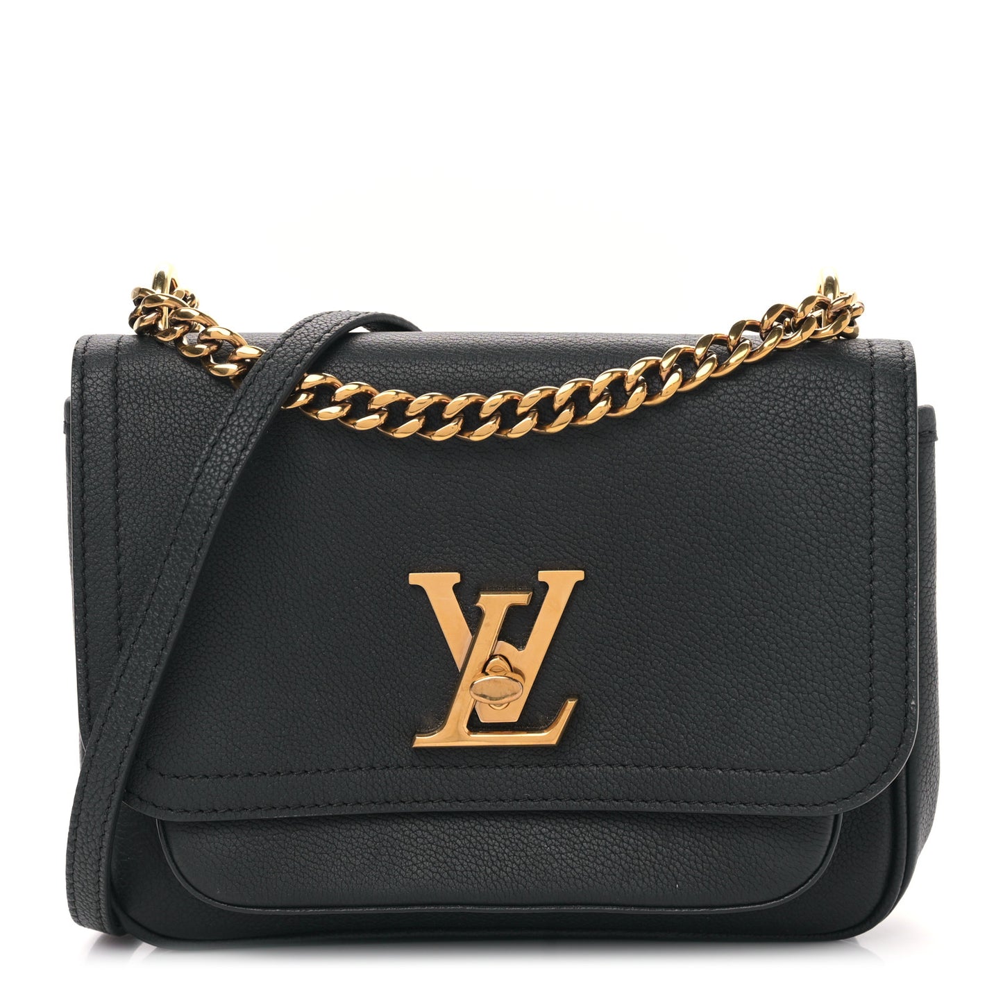Grained Calfskin Lockme Chain Bag PM Black
