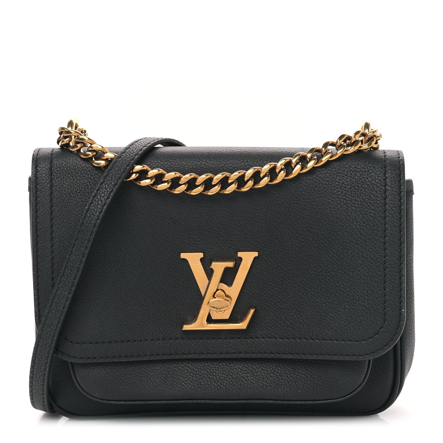 Louis Vuitton Grained Calfskin Lockme Chain Bag PM Black 1 of 8