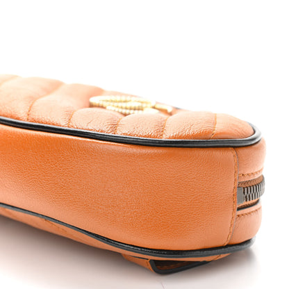 Gucci Vintage Effect Calfskin Matelasse Diagonal Torchon GG Marmont Belt Bag 85 34 Cognac 10 of 13