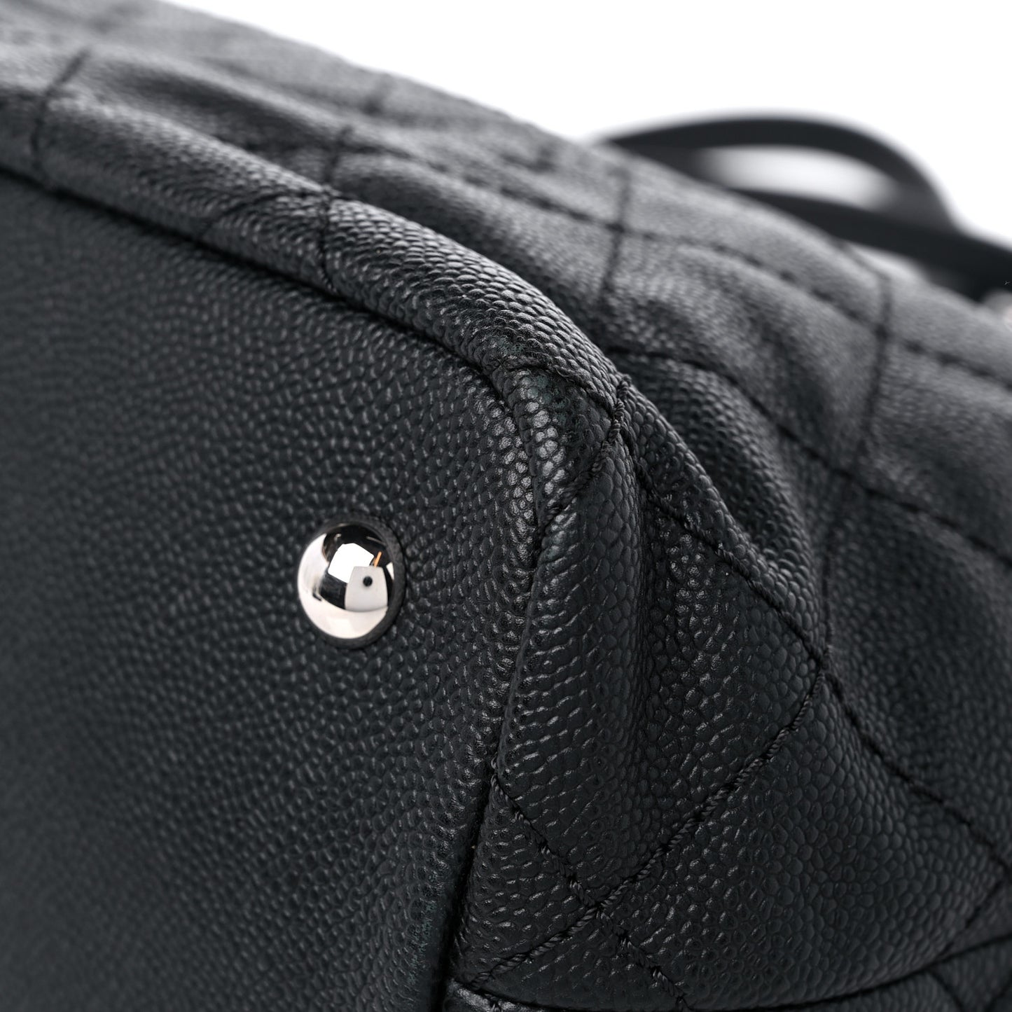 Grained Calfskin Quilted Small Daily Shopping Tote Black