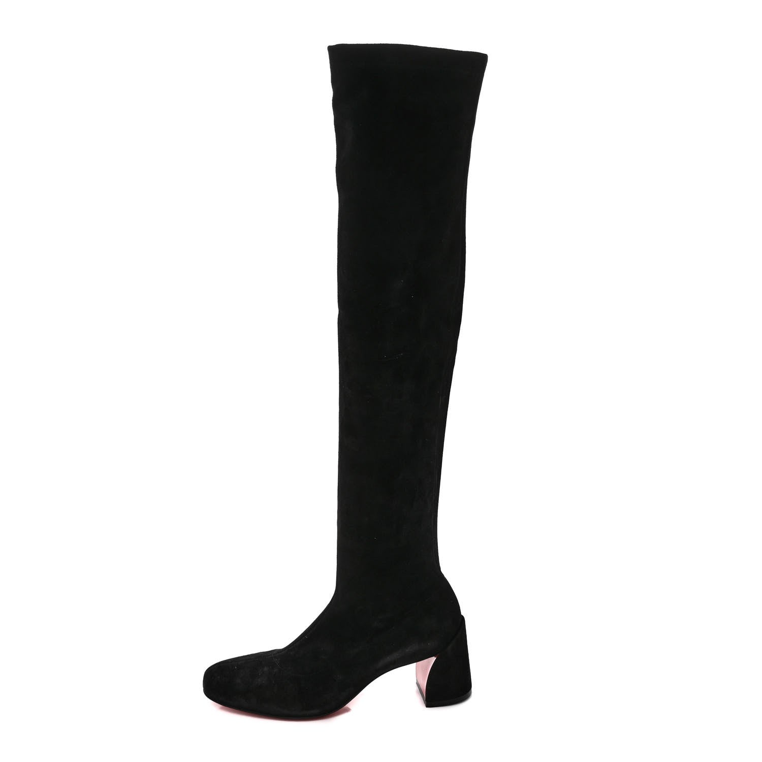 Christian Louboutin Veau Velours Stretch Turelaboot Alta 55 Over The Knee Boots 37 Black 1 of 6