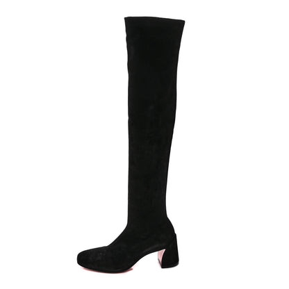 Christian Louboutin Veau Velours Stretch Turelaboot Alta 55 Over The Knee Boots 37 Black 1 of 6