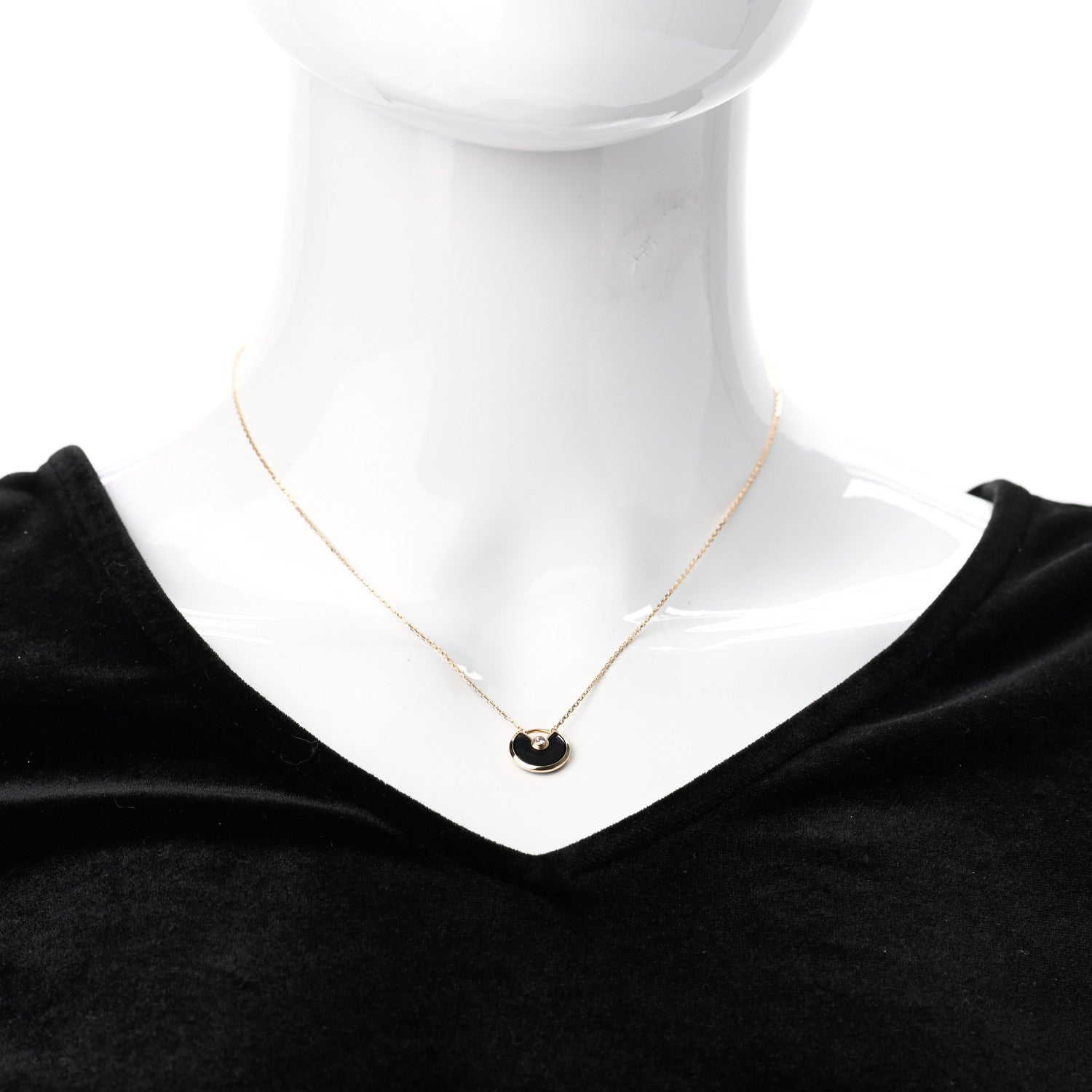 Cartier 18K Pink Gold Diamond Black Onyx XS Amulette de Cartier Pendant Necklace 2 of 6
