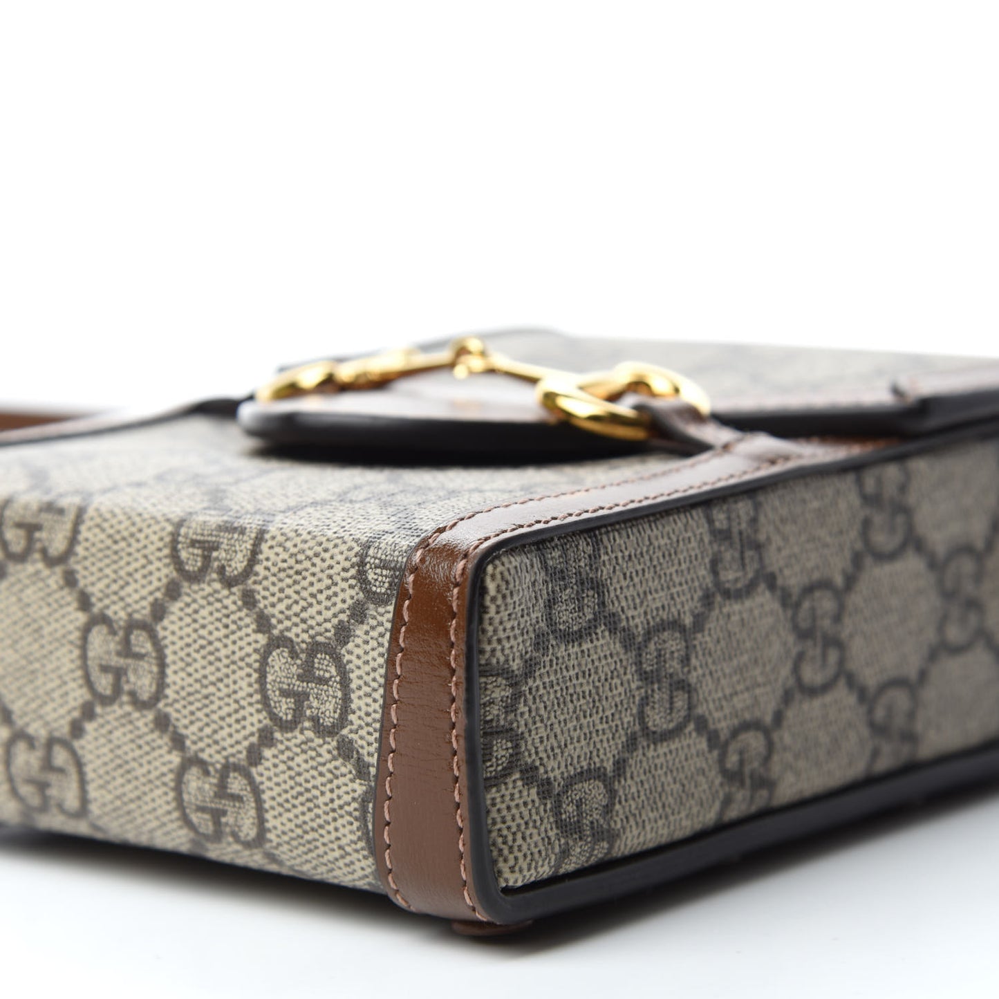 GG Supreme Monogram Mini Horsebit 1955 Crossbody Bag Beige Brown Sugar