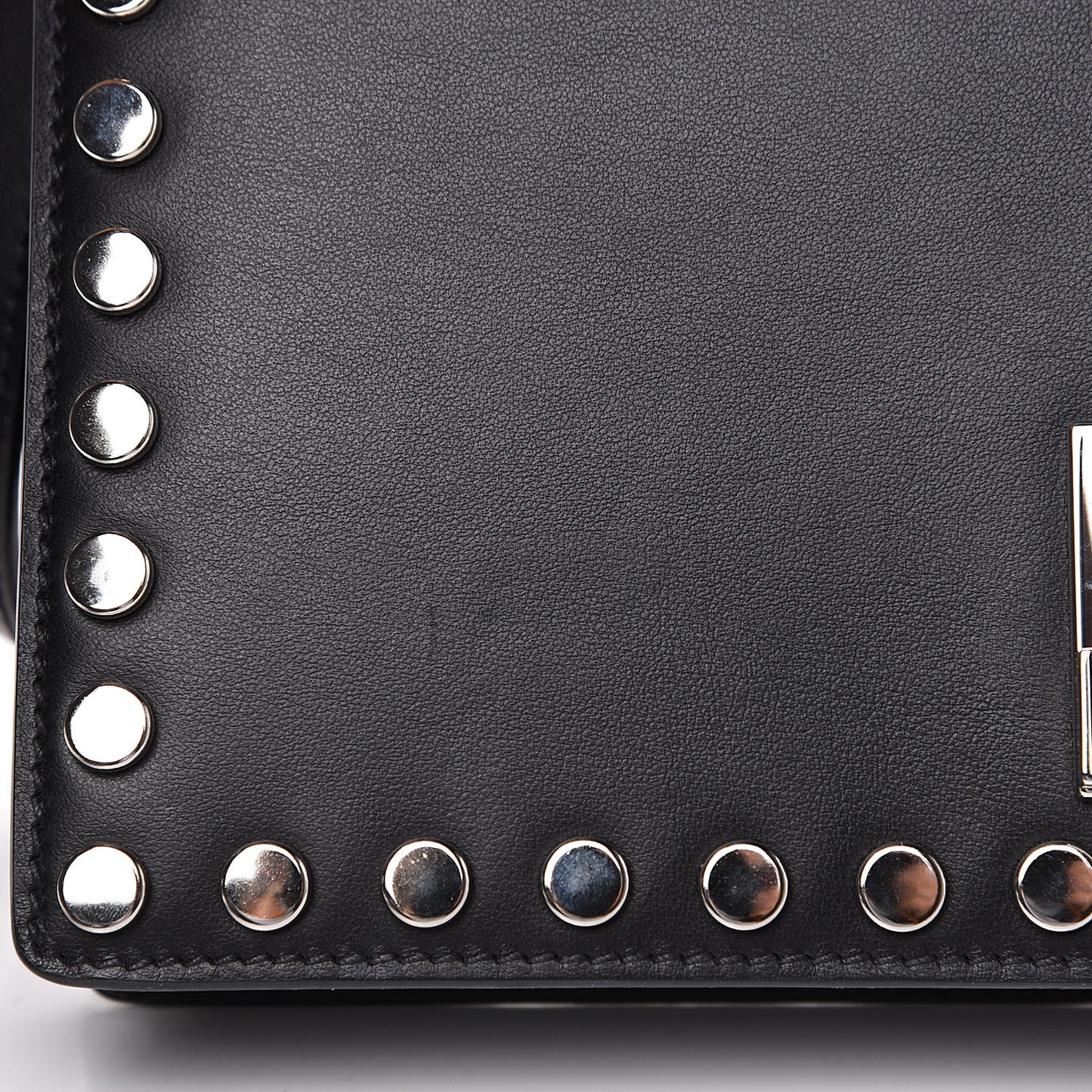 City Calfskin Orchid Print Studded Elektra Shoulder Bag Fuoco Black