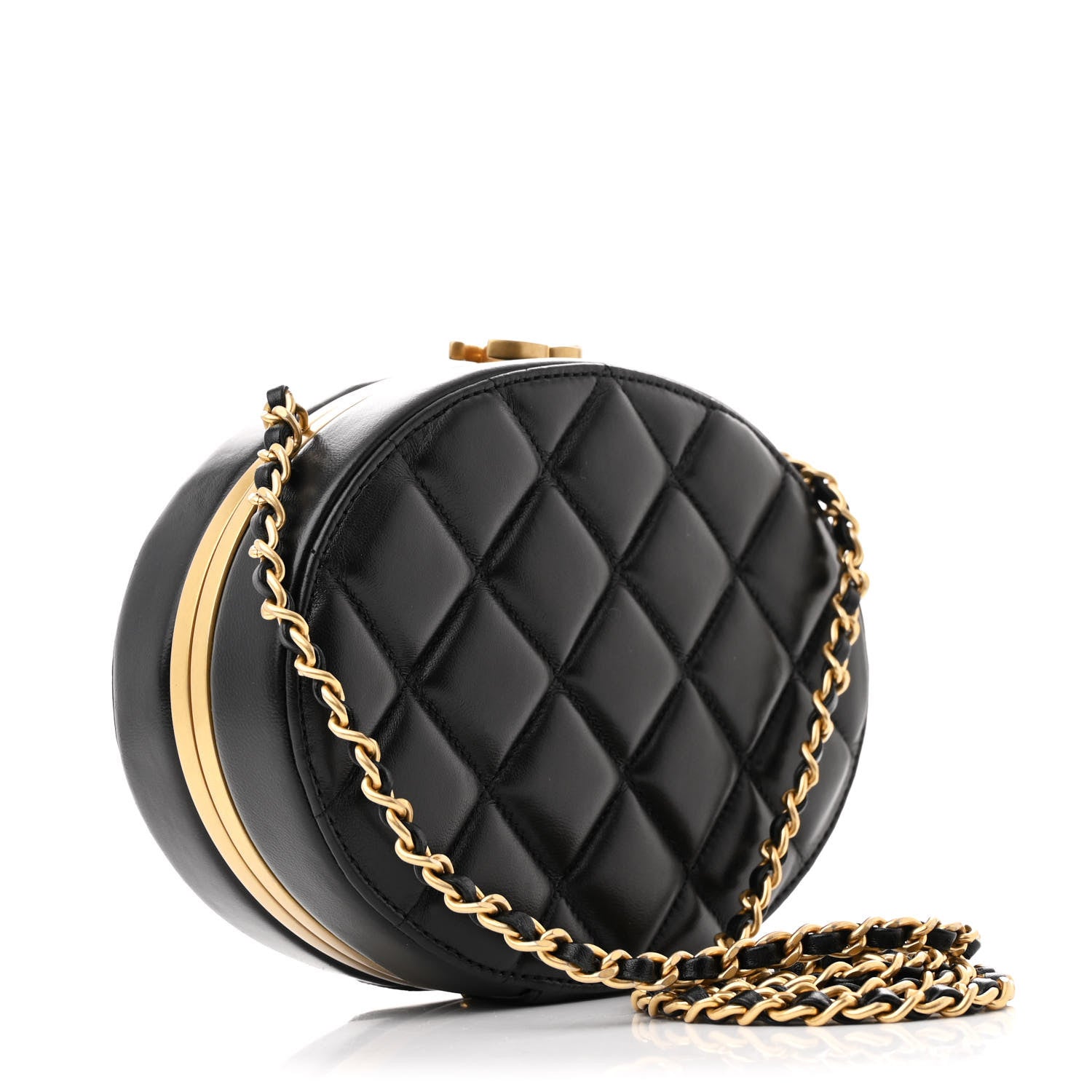 Chanel Lambskin Round Clutch With Chain Black 3 of 10