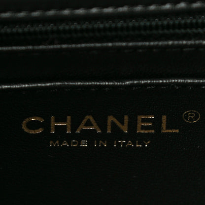 Chanel Lambskin Reverse Chevron Quilted Round Top Handle Flap Black 6 of 18