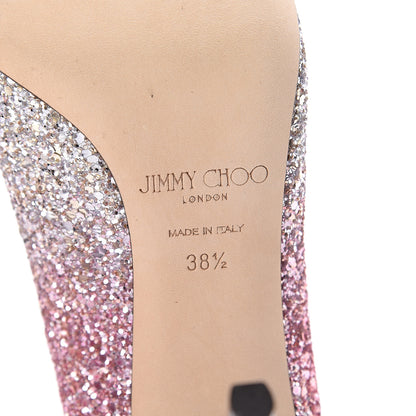 Jimmy Choo Coarse Glitter Degrade Romy 100 Pumps 38.5 Silver Pink 6 of 7