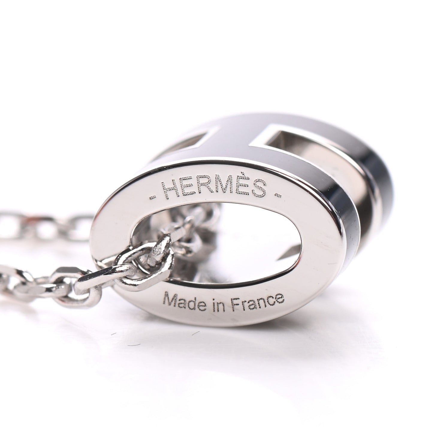 Lacquered Palladium Mini Pop H Pendant Necklace Black