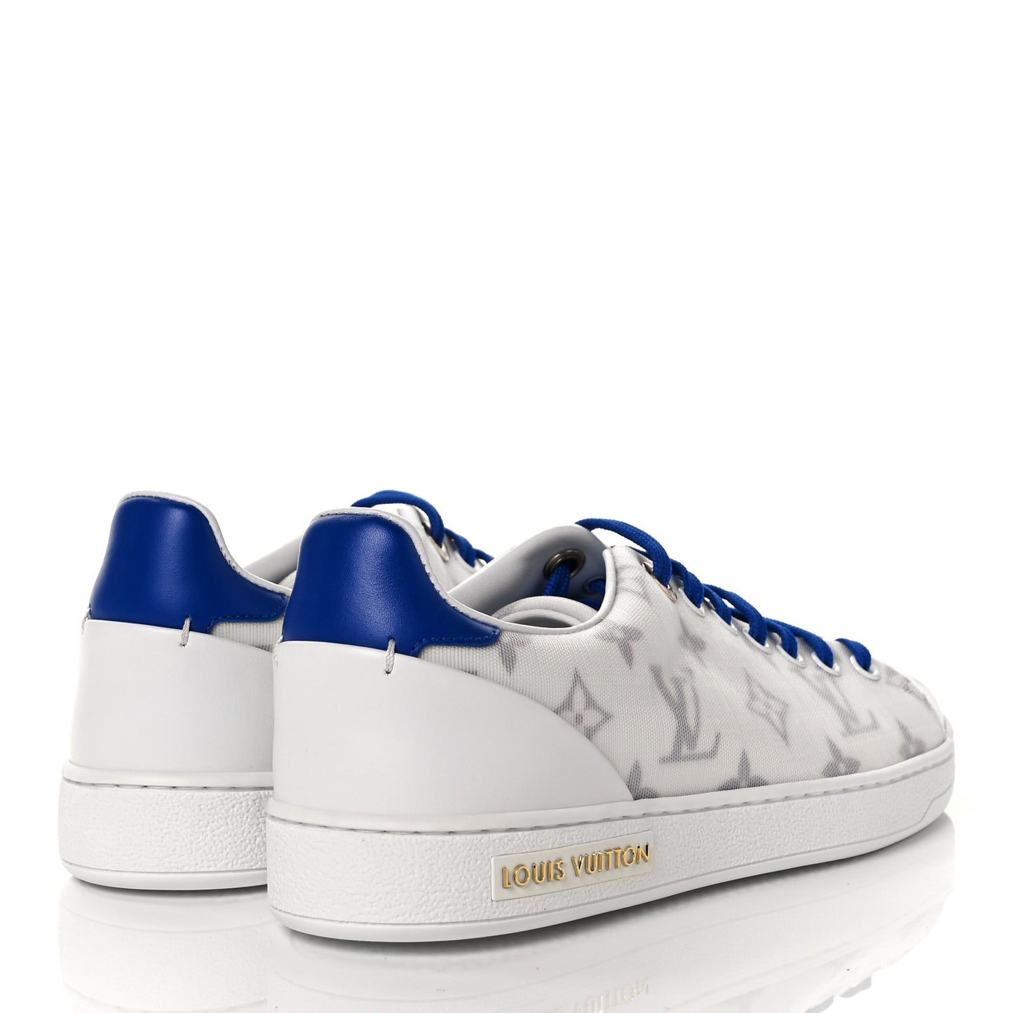 Technical Fabric Calfskin Monogram Frontrow Sneakers 35.5 Blue