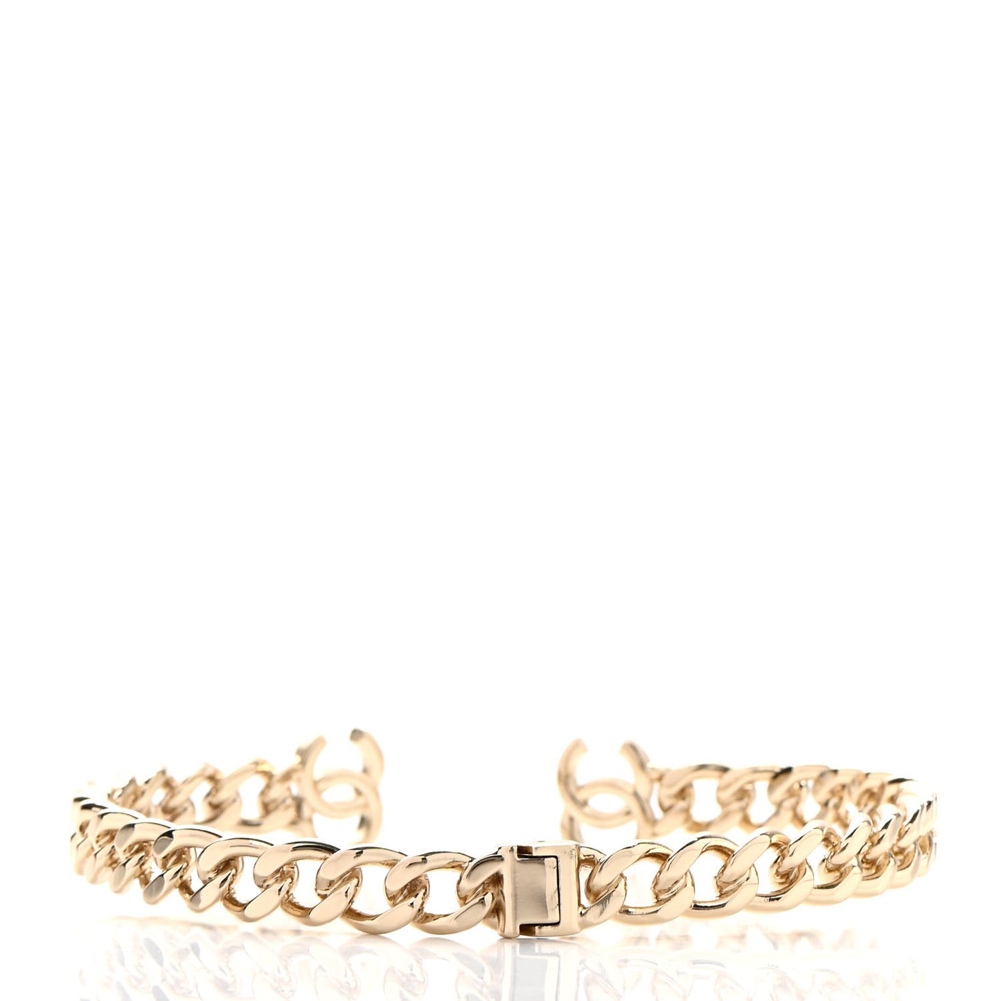 Metal CC Chain Link Choker Necklace L Gold