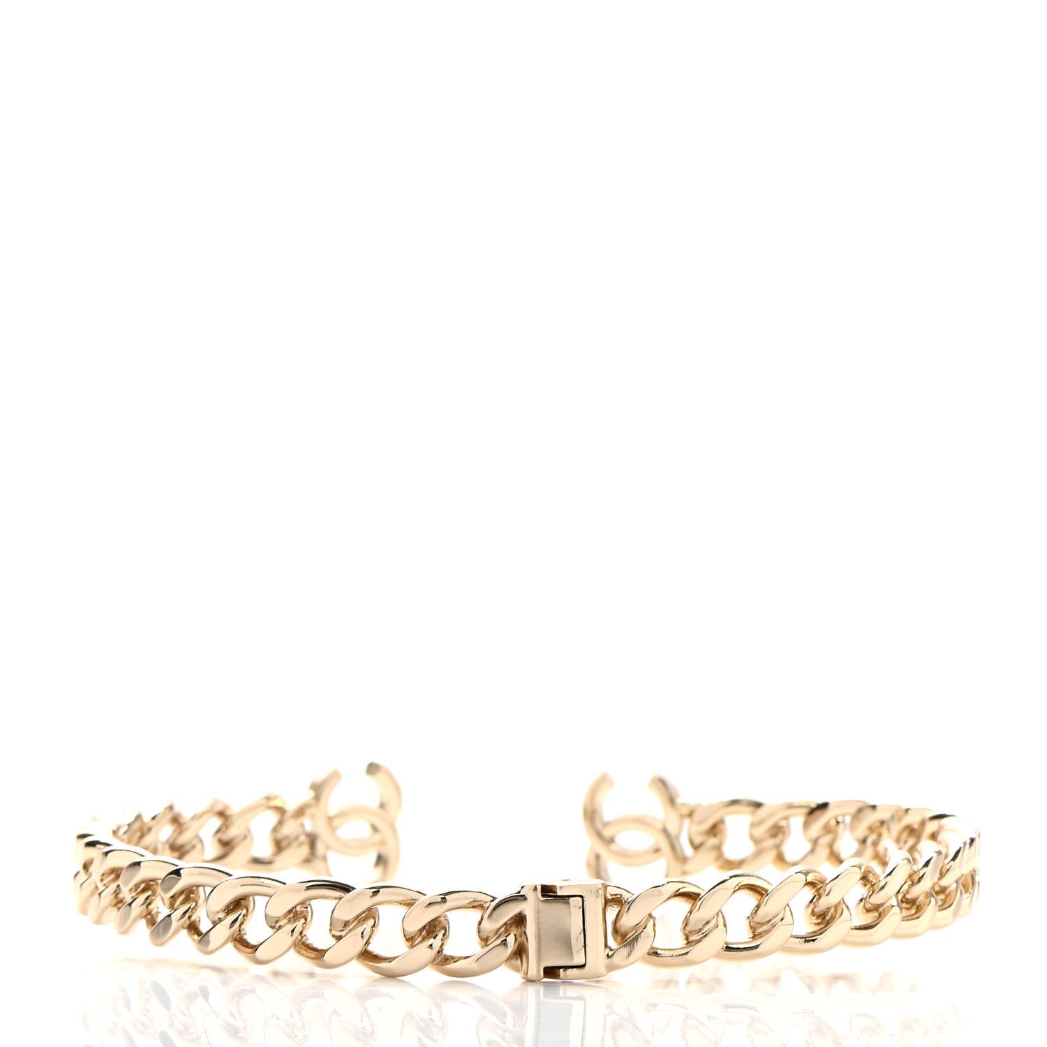 Chanel Metal CC Chain Link Choker Necklace L Gold 3 of 5