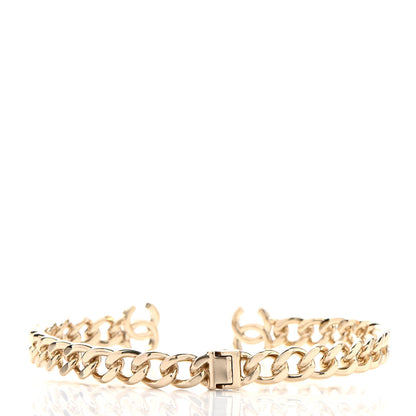 Chanel Metal CC Chain Link Choker Necklace L Gold 3 of 5