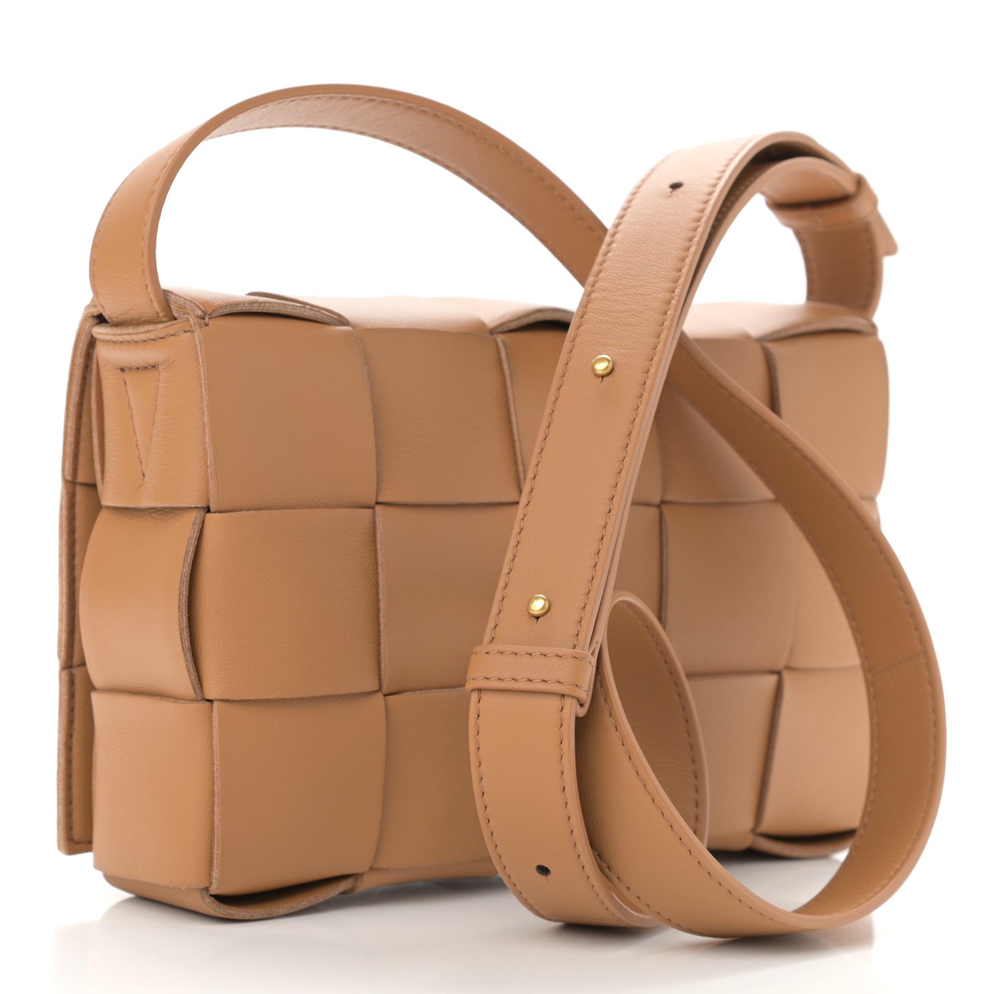 Lambskin Maxi Intrecciato Cassette Crossbody Bag Caramel