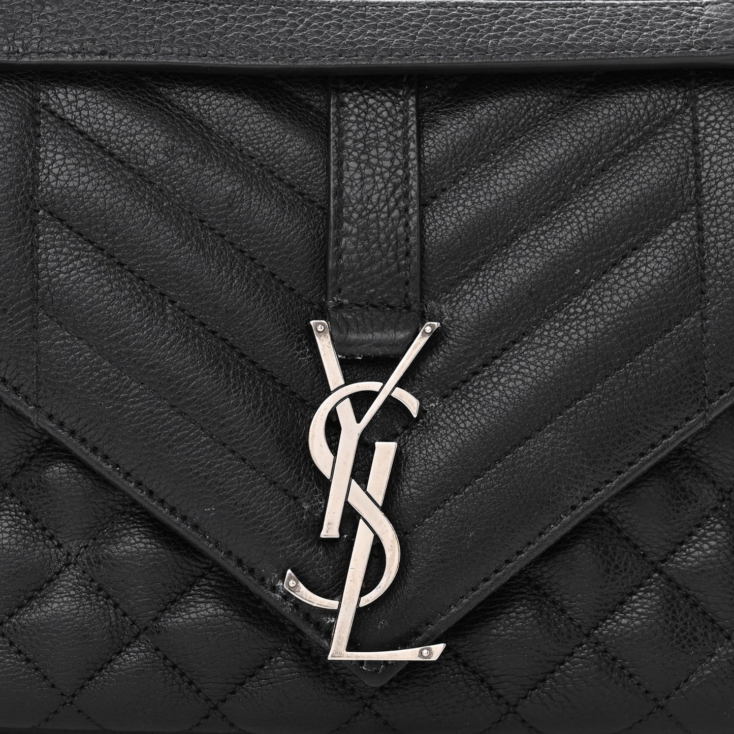 Sheepskin Tri-Quilt Monogram Medium College Bag Black