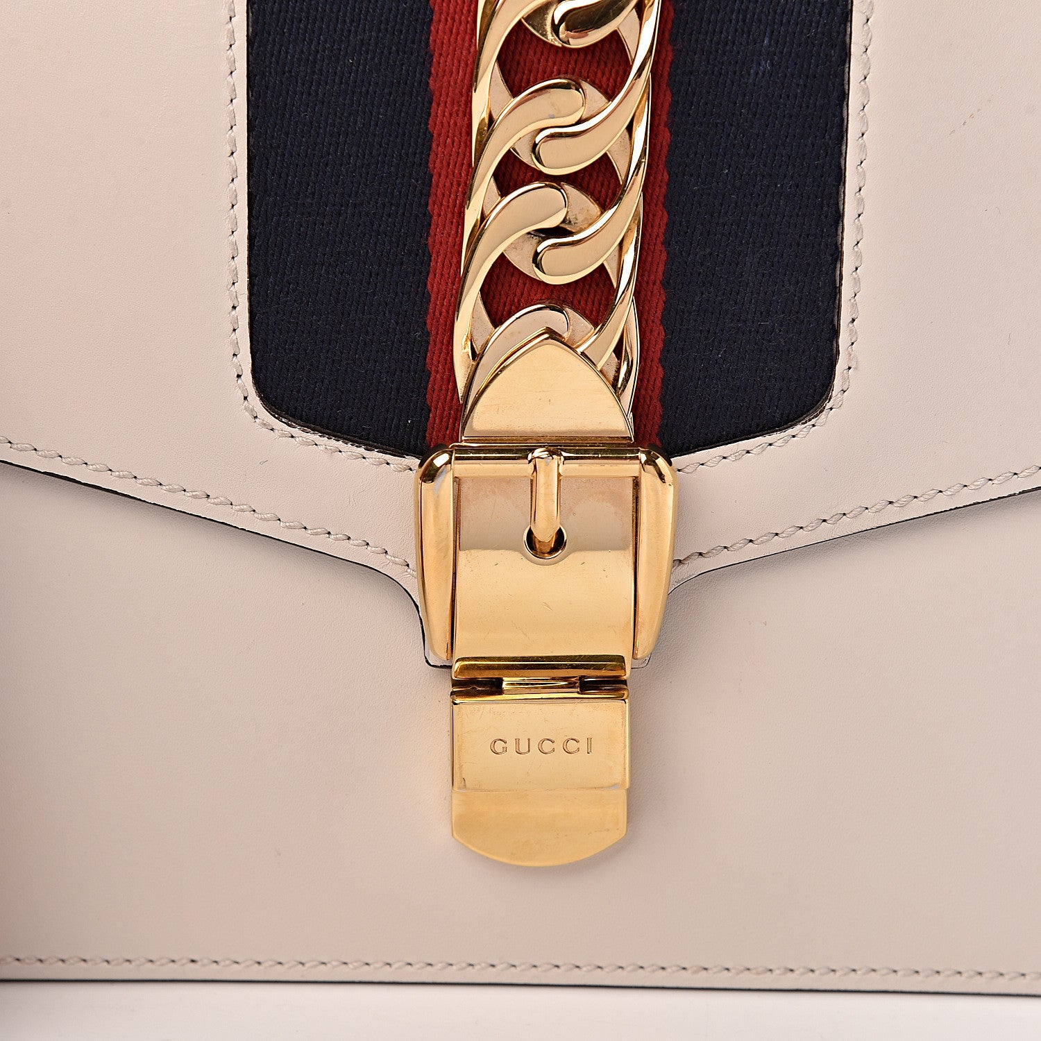 Gucci Calfskin Small Sylvie Shoulder Bag Off White 8 of 10