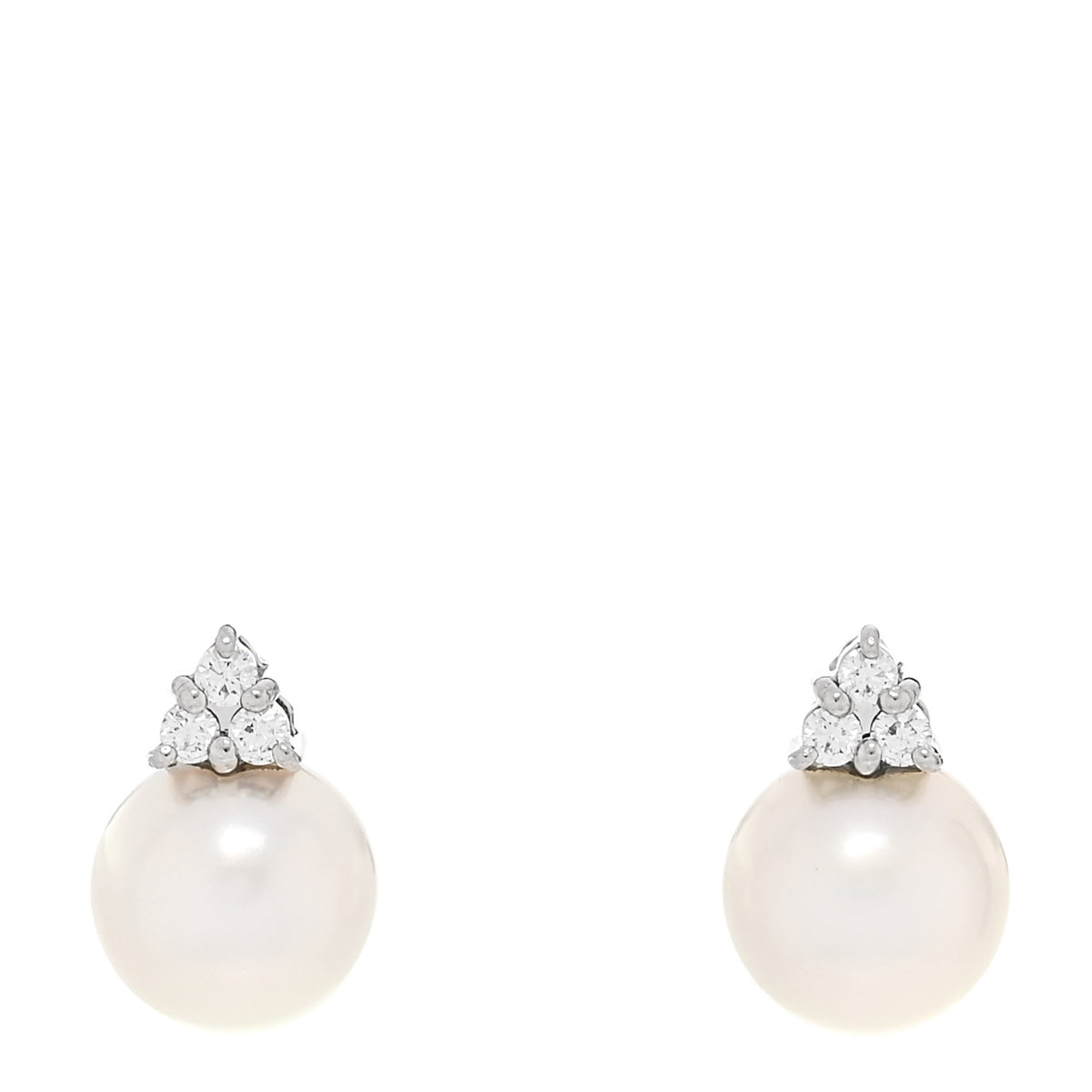 Mikimoto 18K White Gold Diamond Akoya Cultured Pearl 7mm Earrings 1 of 4