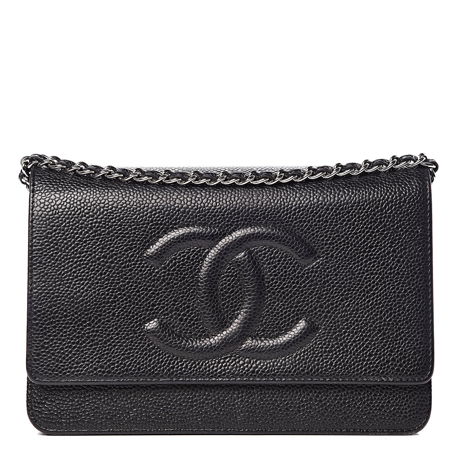 Chanel Caviar Timeless CC Wallet On Chain WOC Black 1 of 14