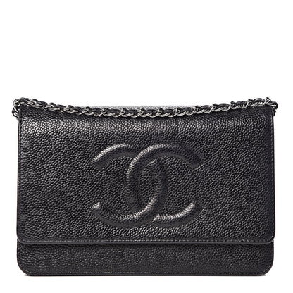 Chanel Caviar Timeless CC Wallet On Chain WOC Black 1 of 14