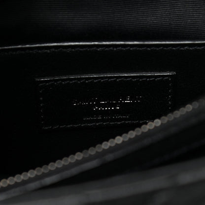 Saint Laurent Sheepskin Matelasse Chevron Monogram Medium College Bag Black 7 of 13