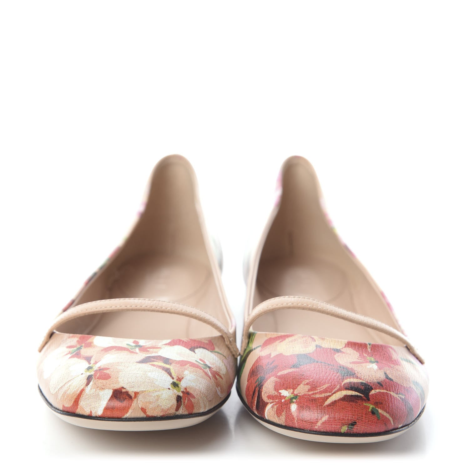 Gucci Calfskin Blooms Print Ballet Flats 36 Pink Apricot Multicolor 2 of 6