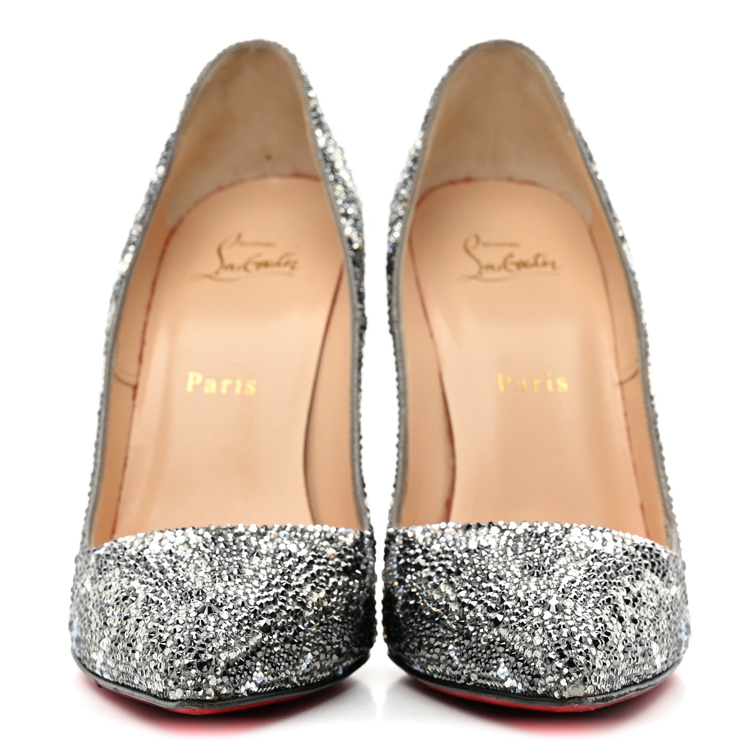 Christian Louboutin Strass Leopard Print Pigalle Follies 100 Pumps 38.5 Silver Black 3 of 8